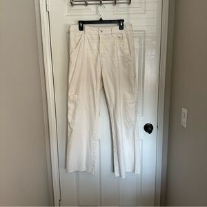 H&M Women’s 10 Off-White Cargo Carpenter Jean Pants Trousers Multi Pockets Large
